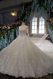 New Arrival Tulle Off The Shoulder Wedding Dresses Lace Up With Appliques And