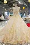New Arrival Hand Made Wedding Dresses Bateau Neck Tulle Lace Up With
