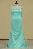 Prom Dresses Strapless Mermaid Satin With Bow Knot Plus