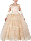 Ball Gown Off-the-Shoulder Sleeveless Applique Floor-Length Tulle Flower Girl Dresses TPP0007569