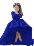 Ball Gown Scoop Long Sleeves Sash/Ribbon/Belt Sweep/Brush Train Satin Flower Girl Dresses TPP0007557