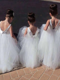 Ball Gown Jewel Sleeveless Floor-Length Tulle Flower Girl Dresses TPP0007544