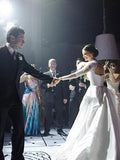 A-Line/Princess Lace Satin High Neck Long Sleeves Floor-Length Wedding Dresses TPP0006962