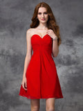 A-line/Princess Sweetheart Ruched Sleeveless Short Chiffon Cocktail Dresses TPP0008694