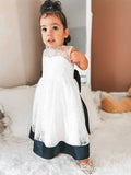 A-Line/Princess Lace Bowknot Scoop Sleeveless Ankle-Length Flower Girl Dresses TPP0007548