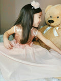 A-Line/Princess Chiffon Sequin Scoop Sleeveless Floor-Length Flower Girl Dresses TPP0007549